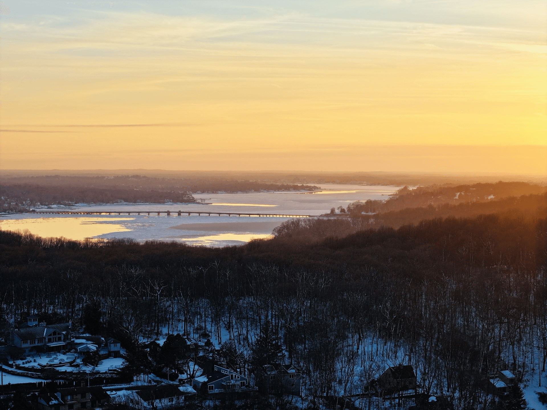 Sailboats on the Navesink River in Red Bank, New Jersey at golden hour