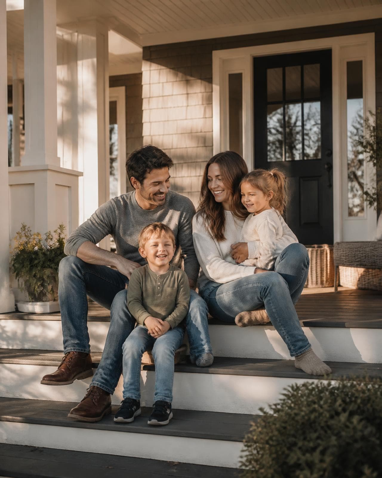 A family outside their New Jersey home